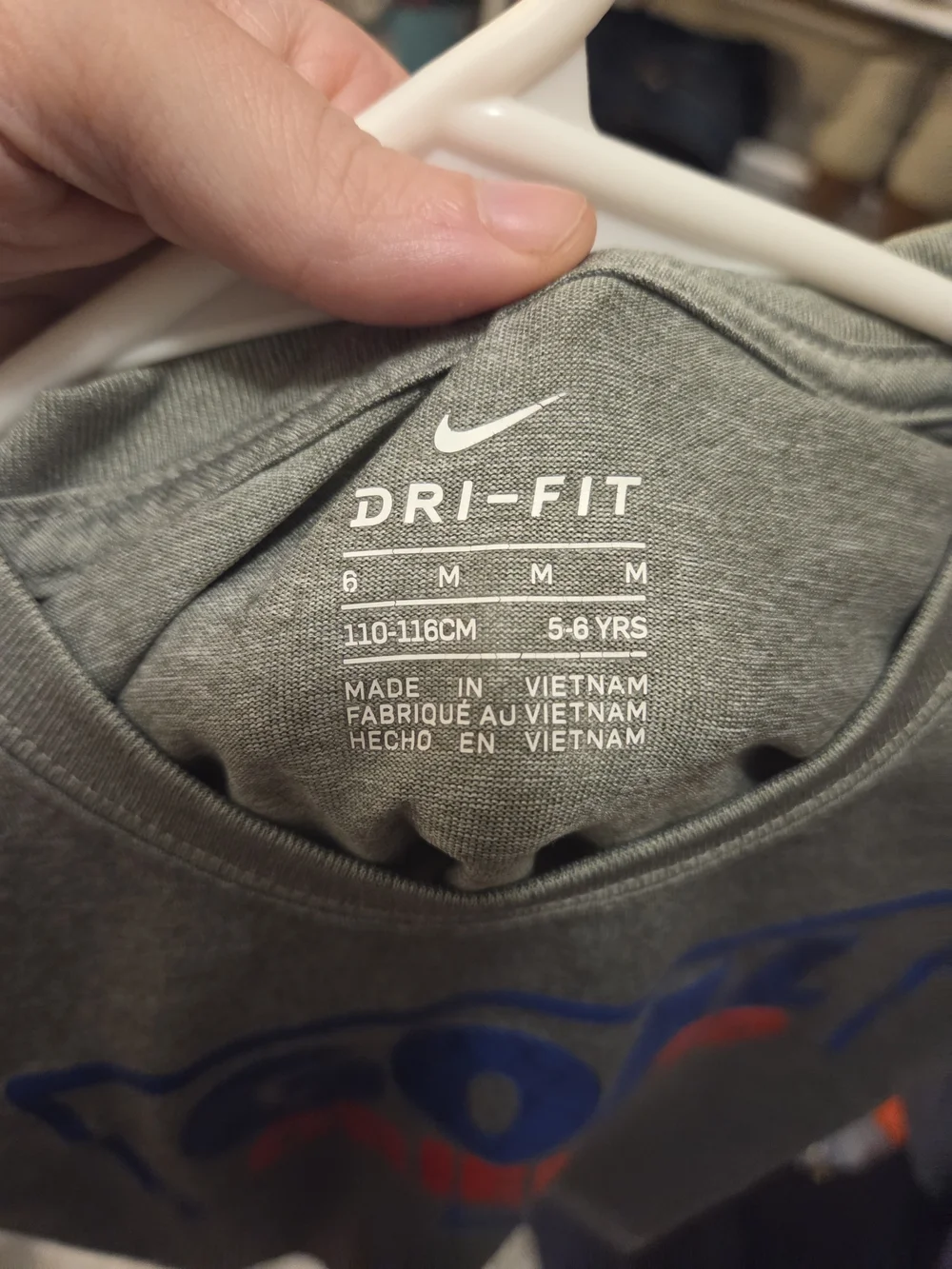 Nike Grey Short Sleeve Tee with Blue & Red 'Goal Oriented' Graphic